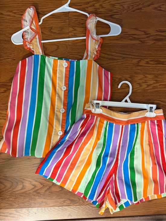 CROSBY by Mollie Burch Other - Crosby Rainbow Striped Button Front Tank & Shorts Set NWOT